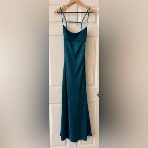 Elegant Teal Spaghetti Strap Dress.